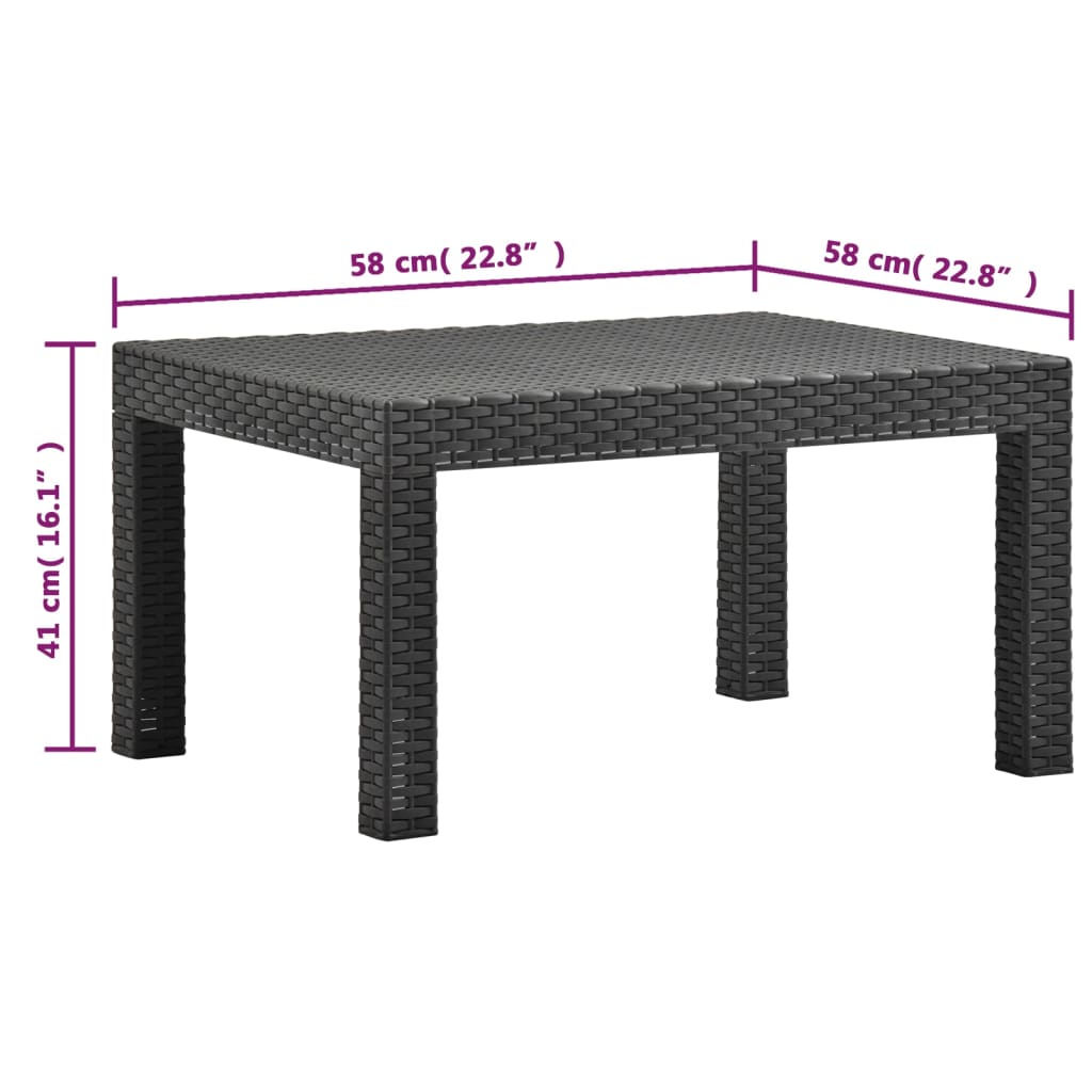 3 Piece Patio Lounge Set with Cushions PP Rattan Anthracite