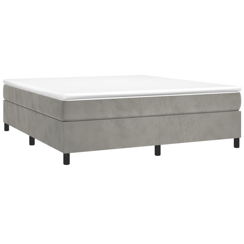 Box Spring Bed with Mattress Light Gray 76"x79.9" King Velvet