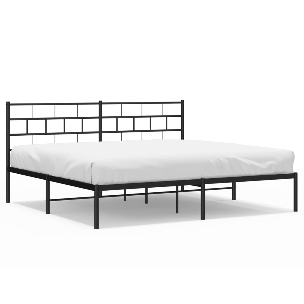 Metal Bed Frame without Mattress with Headboard Black 76"x79.9"