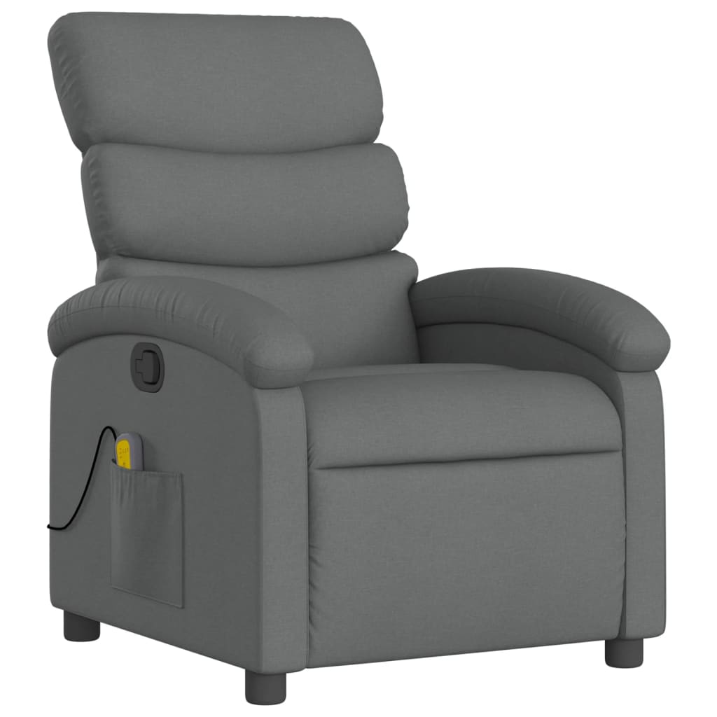 Massage Recliner Chair Dark Gray Fabric