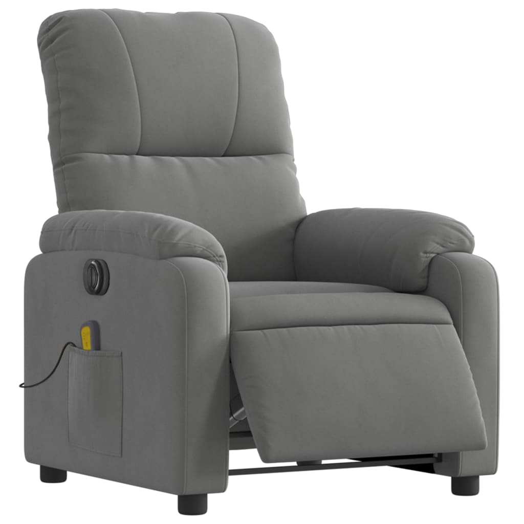 Electric Massage Recliner Chair Dark Gray Microfiber Fabric