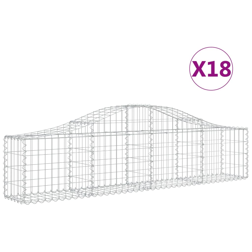 Arched Gabion Baskets 18 pcs 78.7"x11.8"x15.7"/23.6" Galvanized Iron