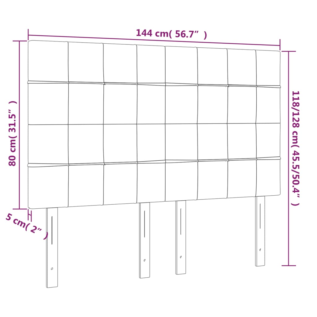 Headboards 4 pcs Light Gray 28.3"x2"x30.7"/34.6" Fabric