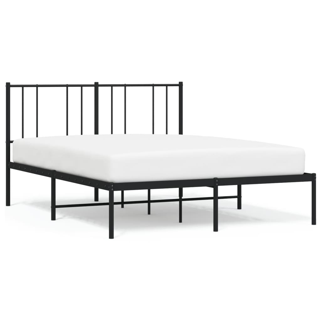 Metal Bed Frame without Mattress with Headboard Black 59.1"x78.7"