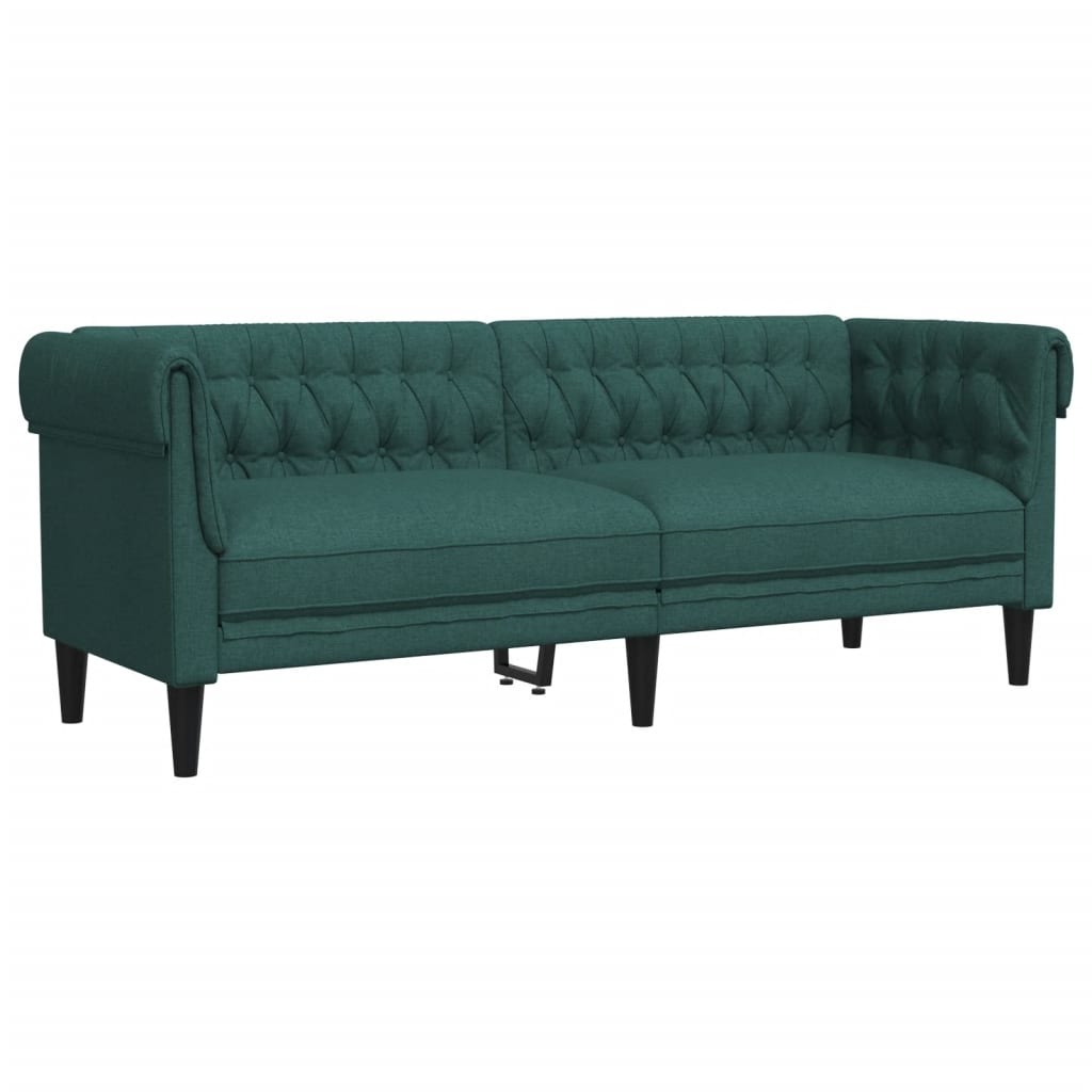 2 Piece Sofa Set Dark Green Fabric