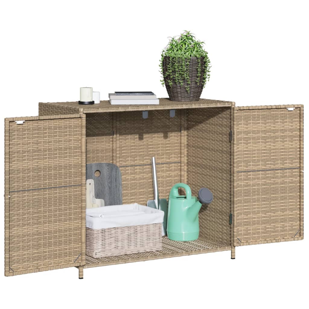 Patio Storage Cabinet Beige 32.7"x17.7"x29.9" Poly Rattan