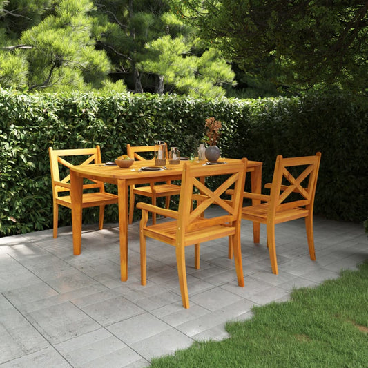 5 Piece Patio Dining Set Solid Wood Acacia