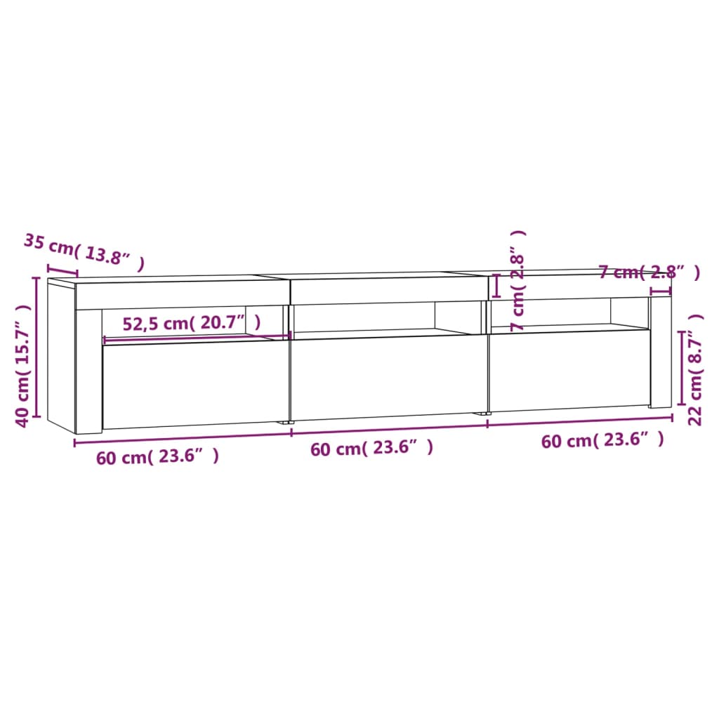 TV Stand with LED Lights Sonoma Oak 70.9"x13.8"x15.7"