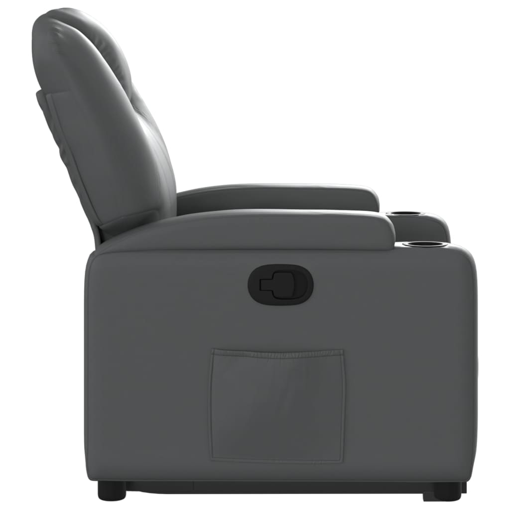 Stand up Recliner Chair Gray Faux Leather