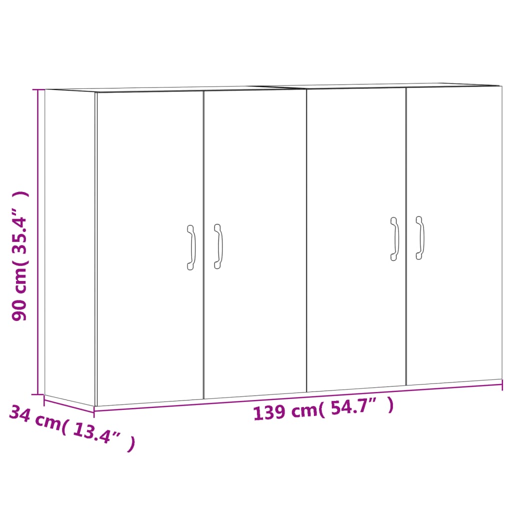 Wall Mounted Cabinets 2 pcs White Engineered Wood