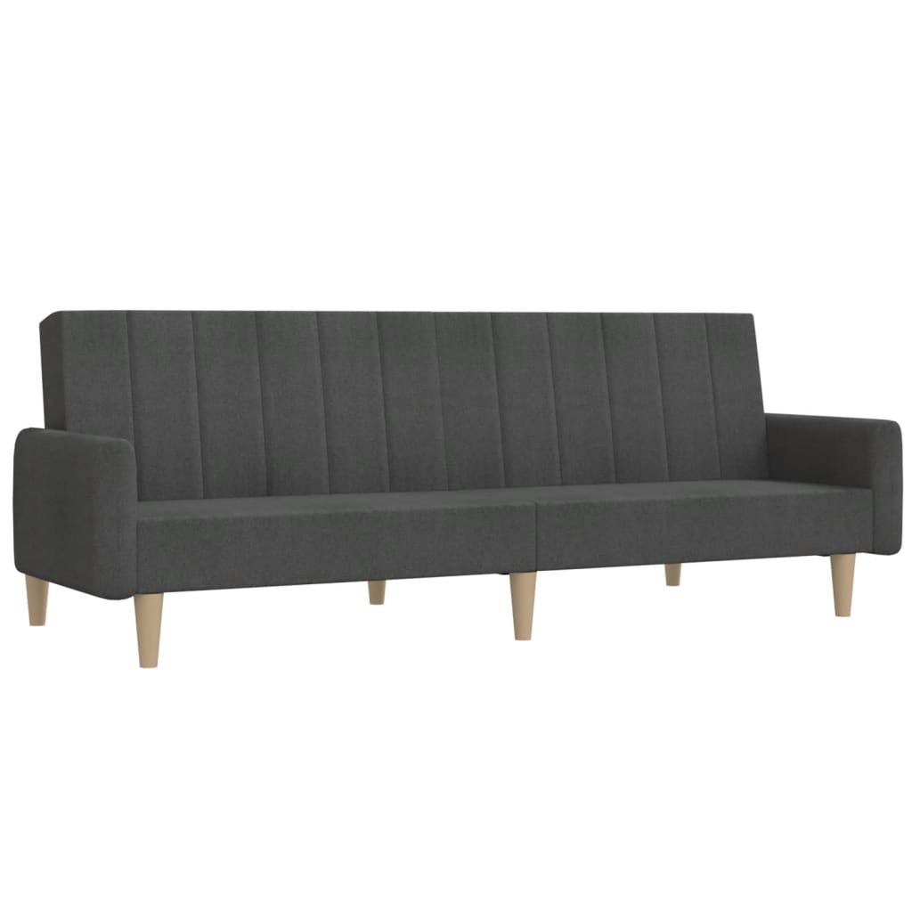 2-Seater Sofa Bed Dark Gray Fabric