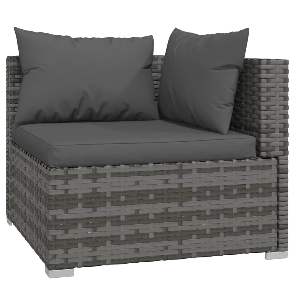 4 Piece Patio Lounge Set with Cushions Poly Rattan Gray