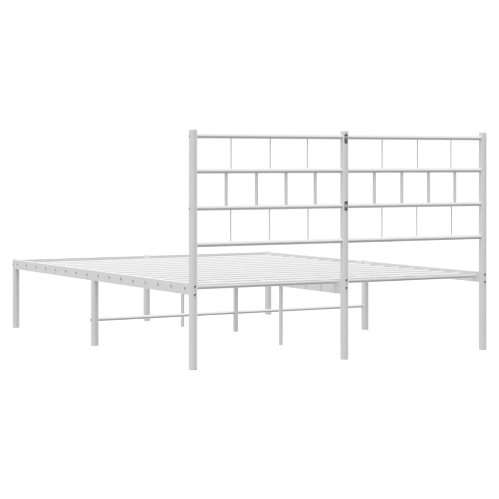 Metal Bed Frame without Mattress with Headboard White 59.1"x78.7"