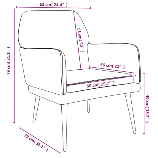 Armchair Black 24.4"x31.1"x31.1" Velvet