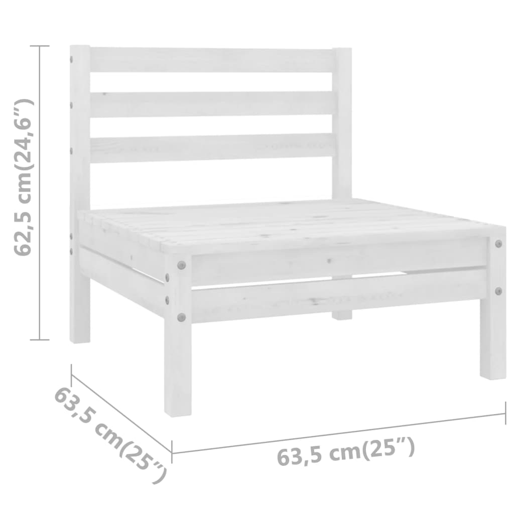 3 Piece Patio Lounge Set Solid Wood Pine White