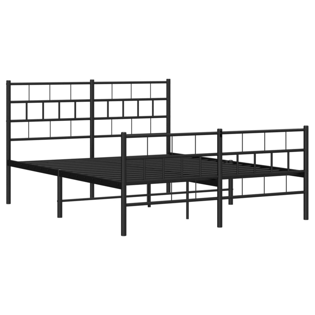 Metal Bed Frame without Mattress with Footboard Black 59.1"x78.7"