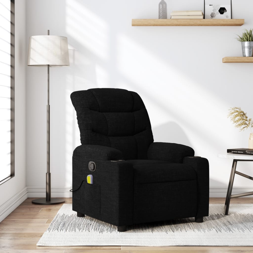 Massage Recliner Chair Black Fabric