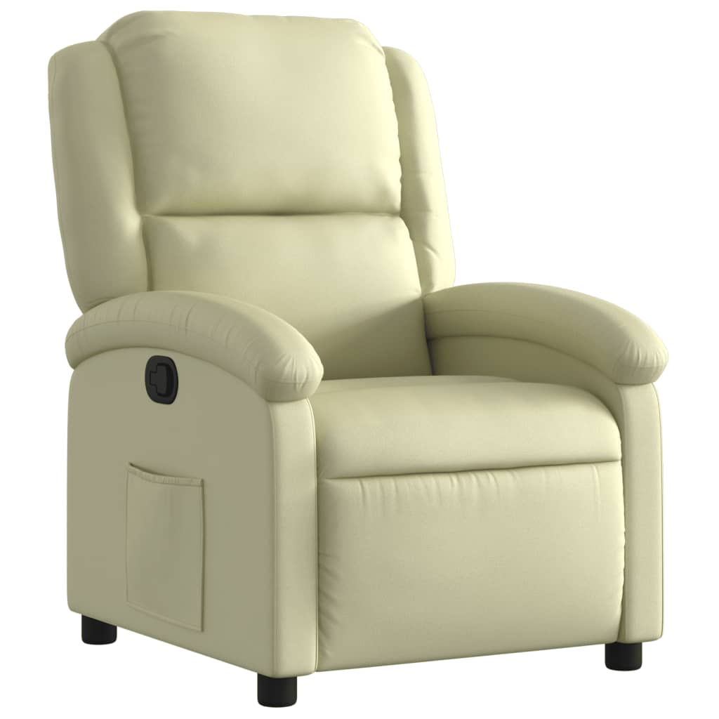 Recliner Chair Cream Real Leather