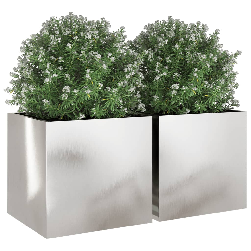 Planters 2 pcs Silver 19.3"x18.5"x18.1" Stainless Steel