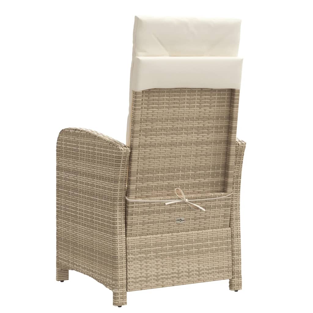 Reclining Patio Chair with Footrest Beige Poly Rattan