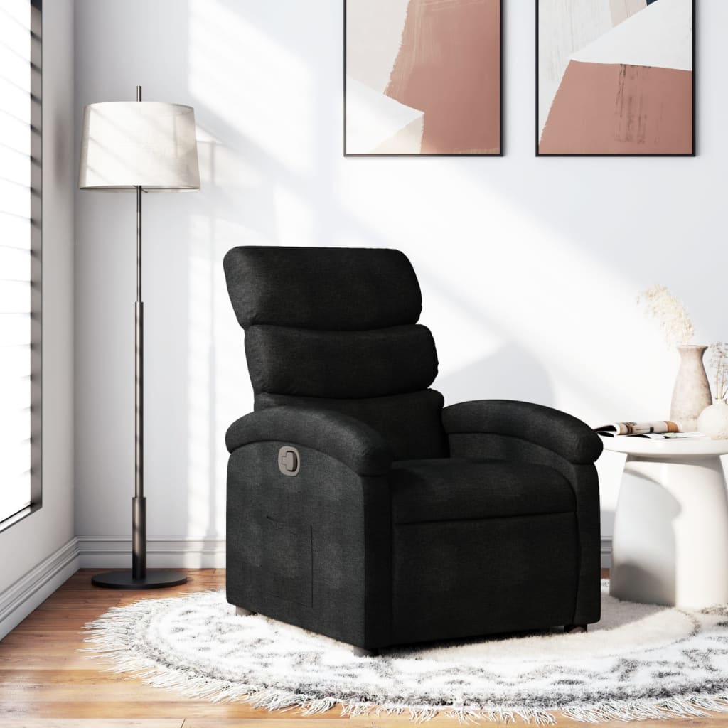 Recliner Chair Black Fabric