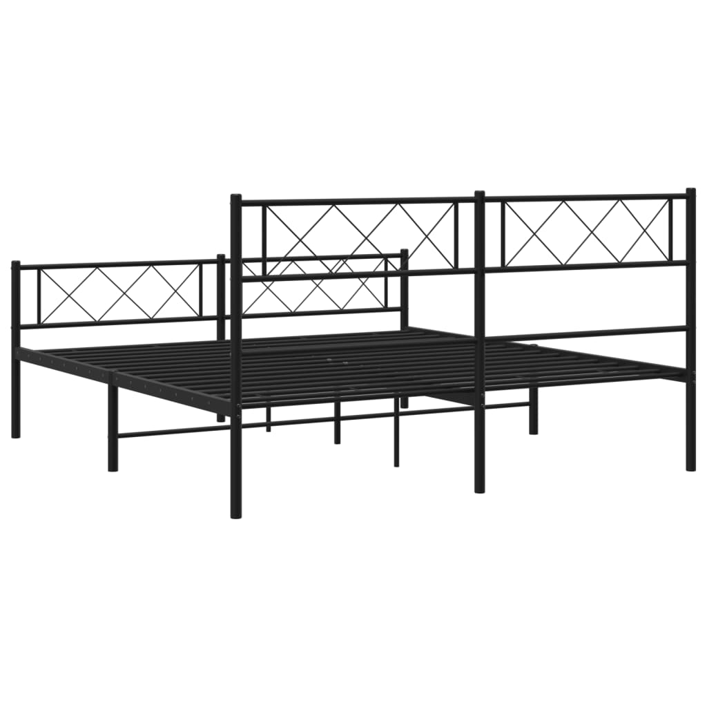 Metal Bed Frame without Mattress with Footboard Black 59.1"x78.7"