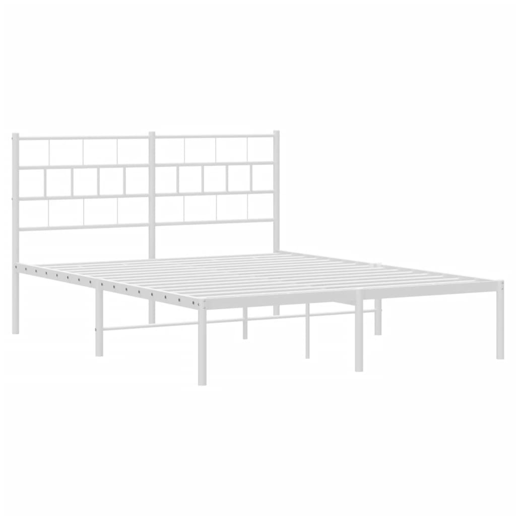 Metal Bed Frame without Mattress with Headboard White 59.1"x78.7"