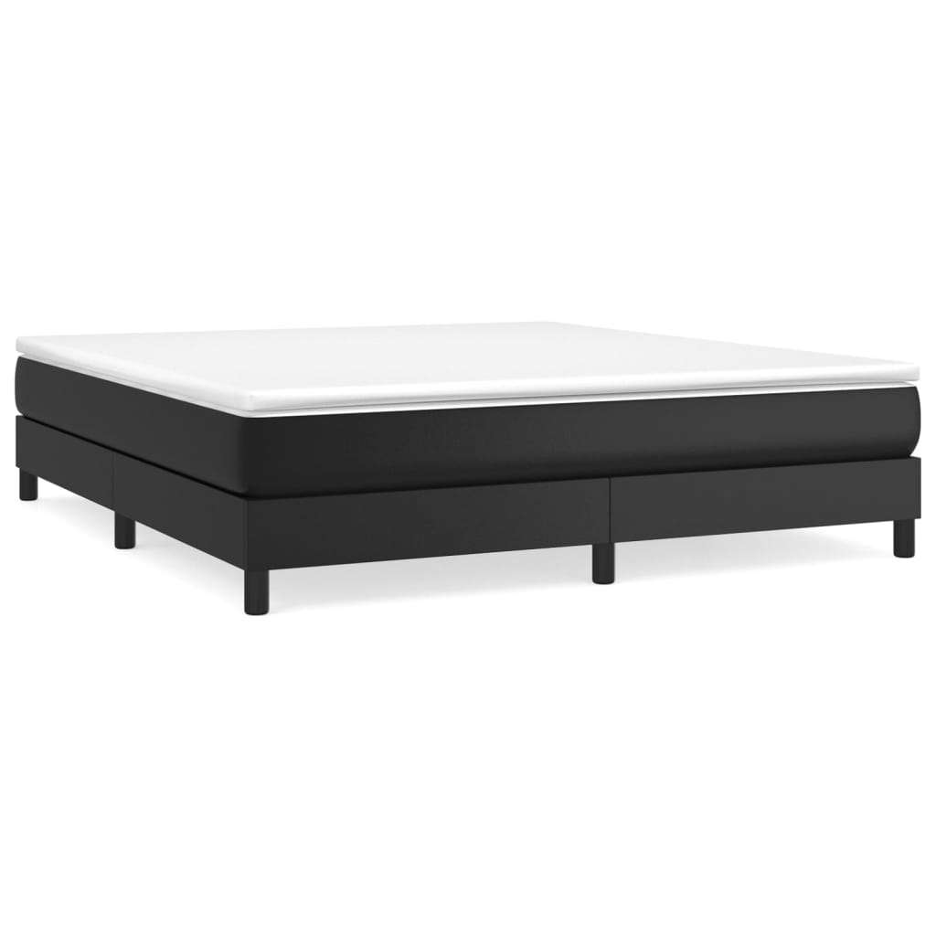 Bed Frame without Mattress Black King Faux Leather (US Only)