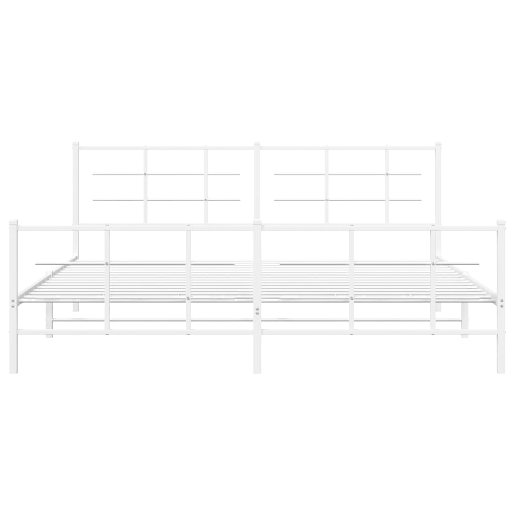 Metal Bed Frame without Mattress with Footboard White 76"x79.9"