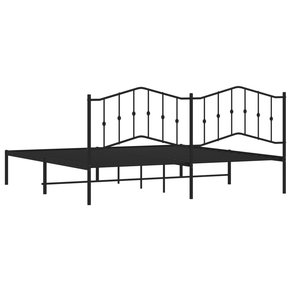 Metal Bed Frame without Mattress with Headboard Black 76"x79.9"