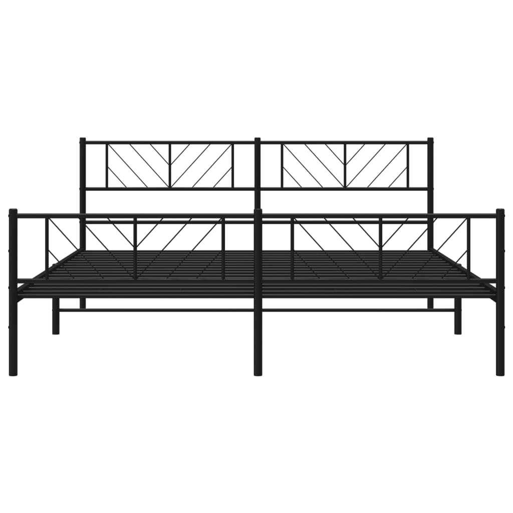 Metal Bed Frame without Mattress with Footboard Black 72"x83.9"