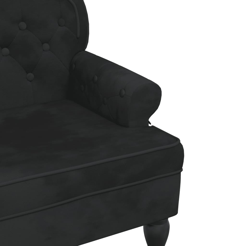 Bench with Backrest Black 47"x25.4"x29.5" Velvet