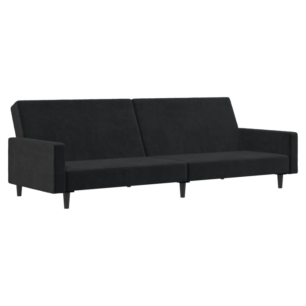 2-Seater Sofa Bed Black Velvet