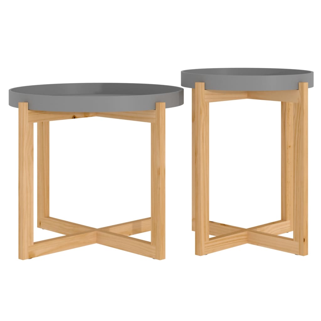 Coffee Tables 2 pcs Gray Engineered Wood and Solid Wood Pine