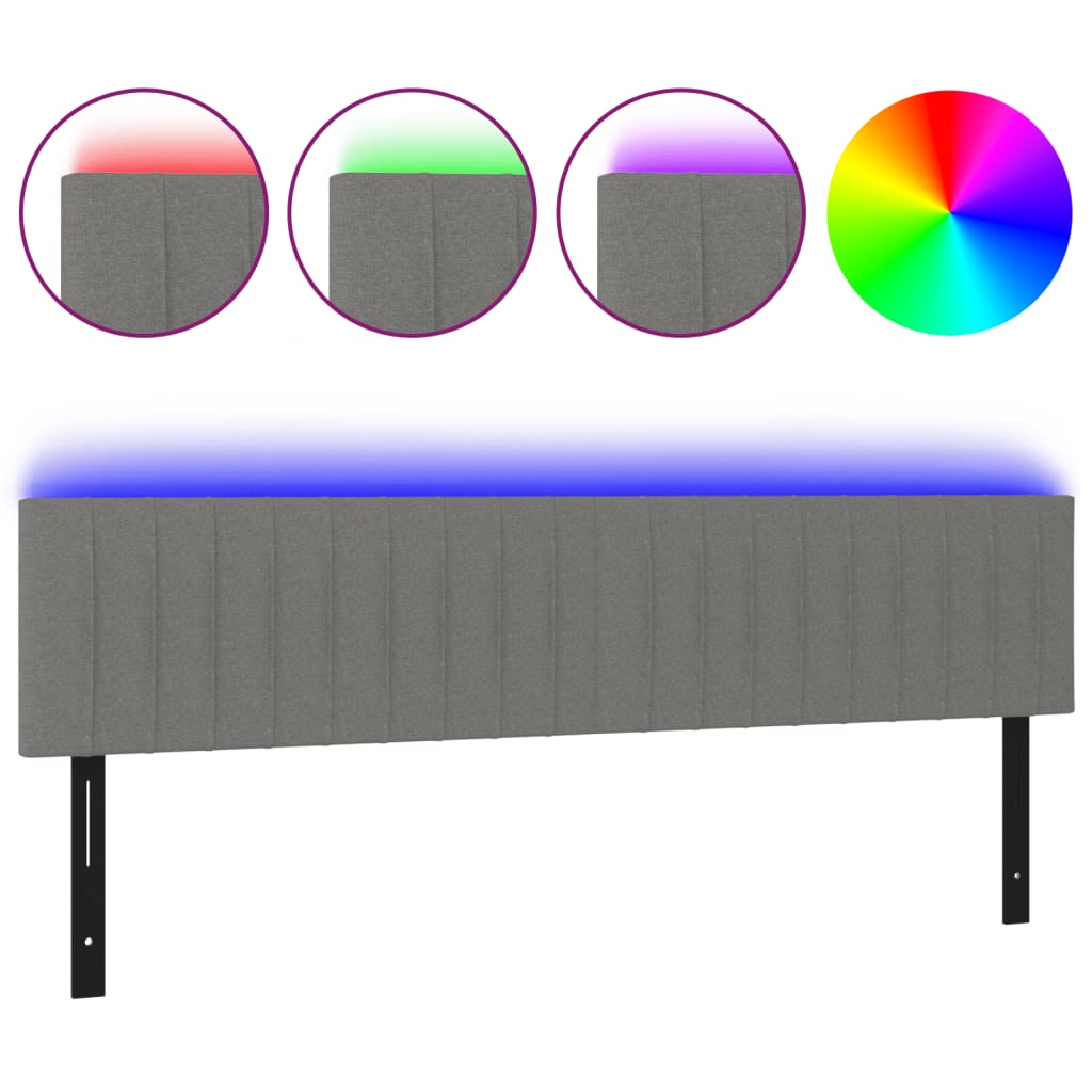 LED Headboard Dark Gray 78.7"x2"x30.7"/34.6" Fabric