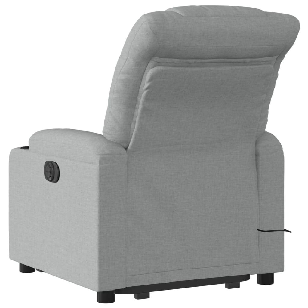 Electric Stand up Massage Recliner Chair Light Gray Fabric