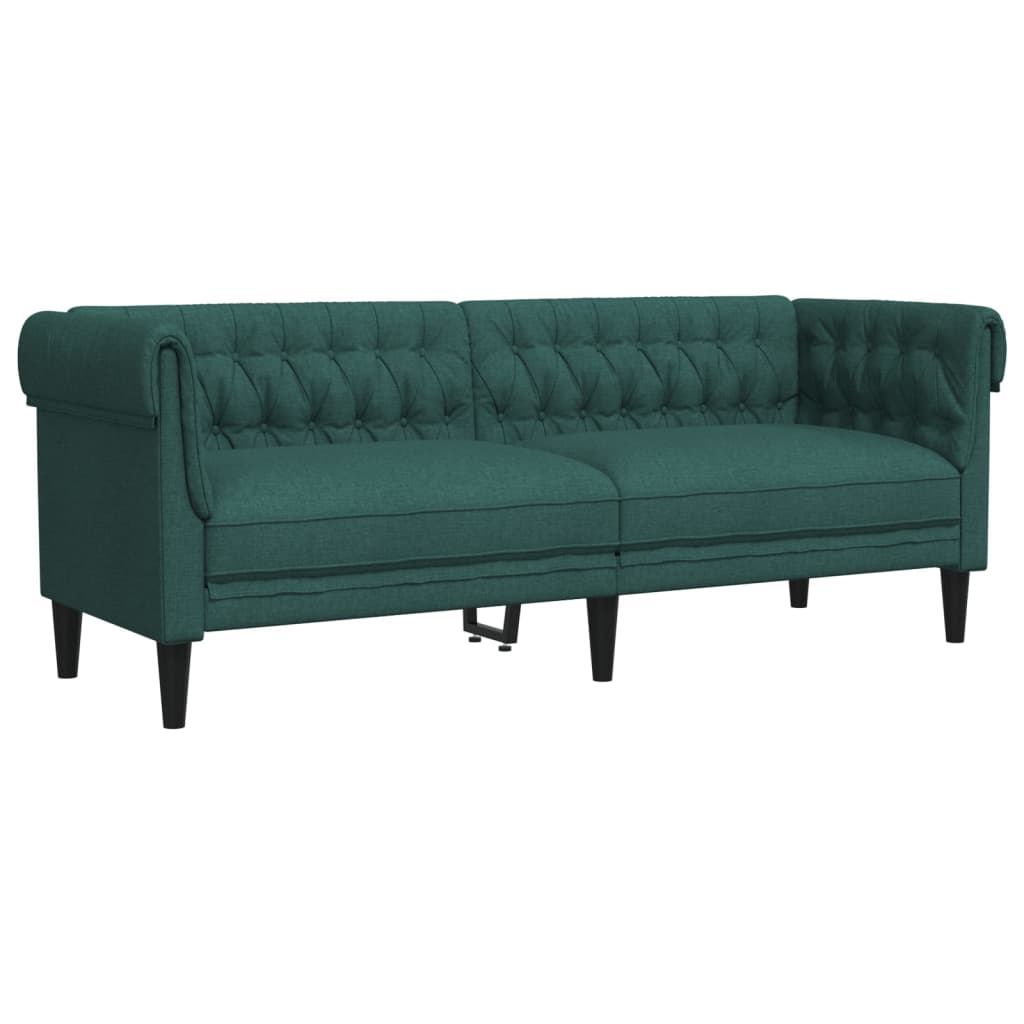 Chesterfield Sofa 3-Seater Dark Green Fabric