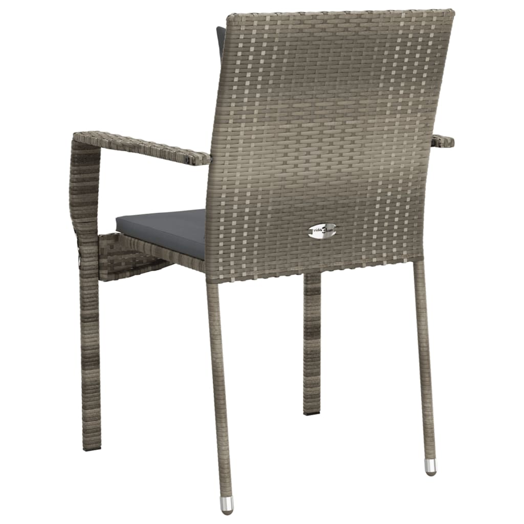 Patio Chairs with Cushions 4 pcs Poly Rattan Gray