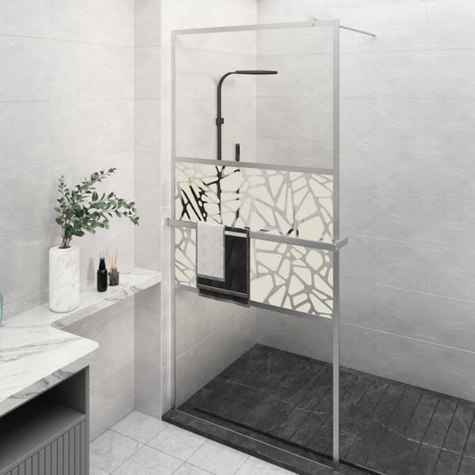 Walk-in Shower Wall with Shelf Chrome 31.5"x76.8" ESG Glass&Aluminum