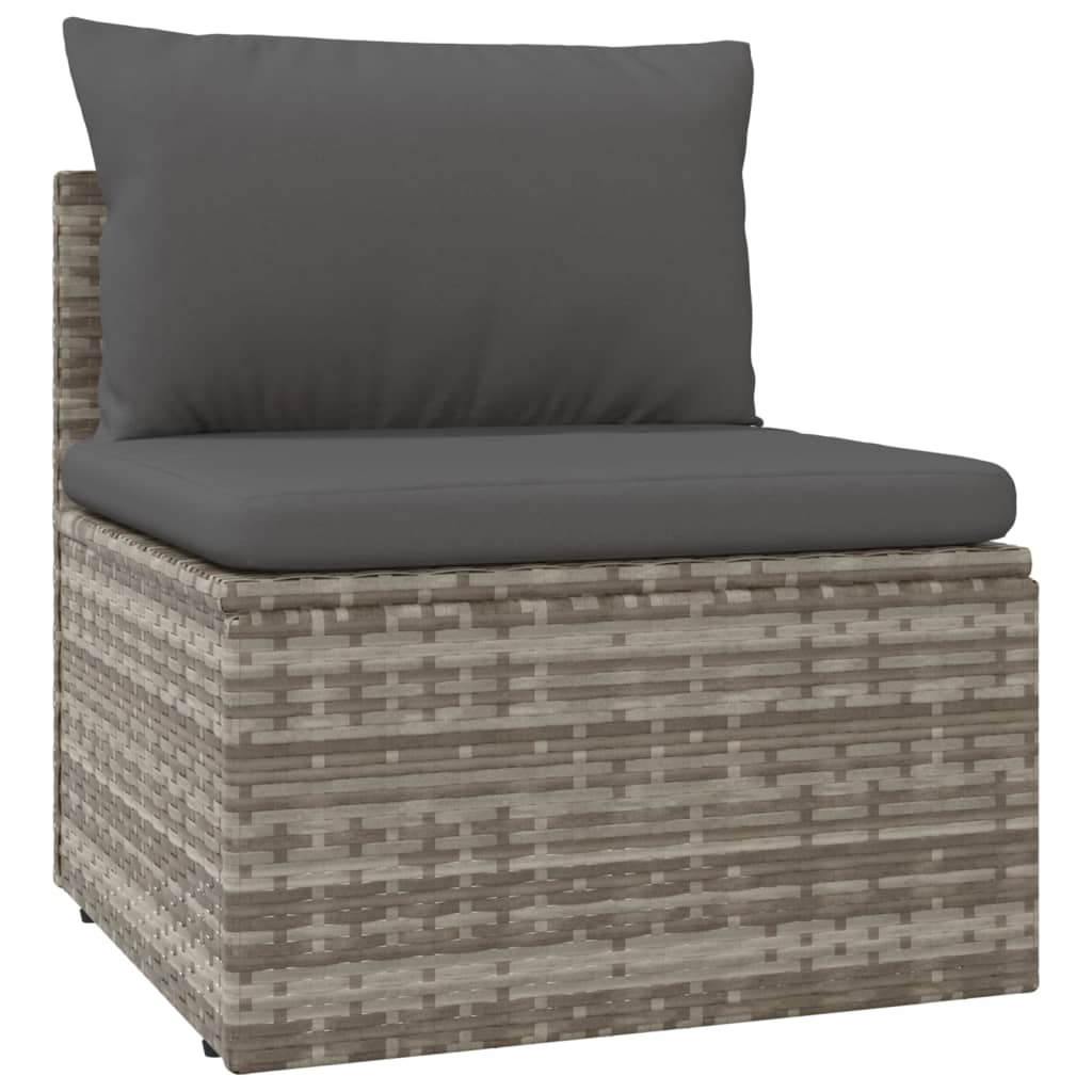 5 Piece Patio Lounge Set with Cushions Gray Poly Rattan