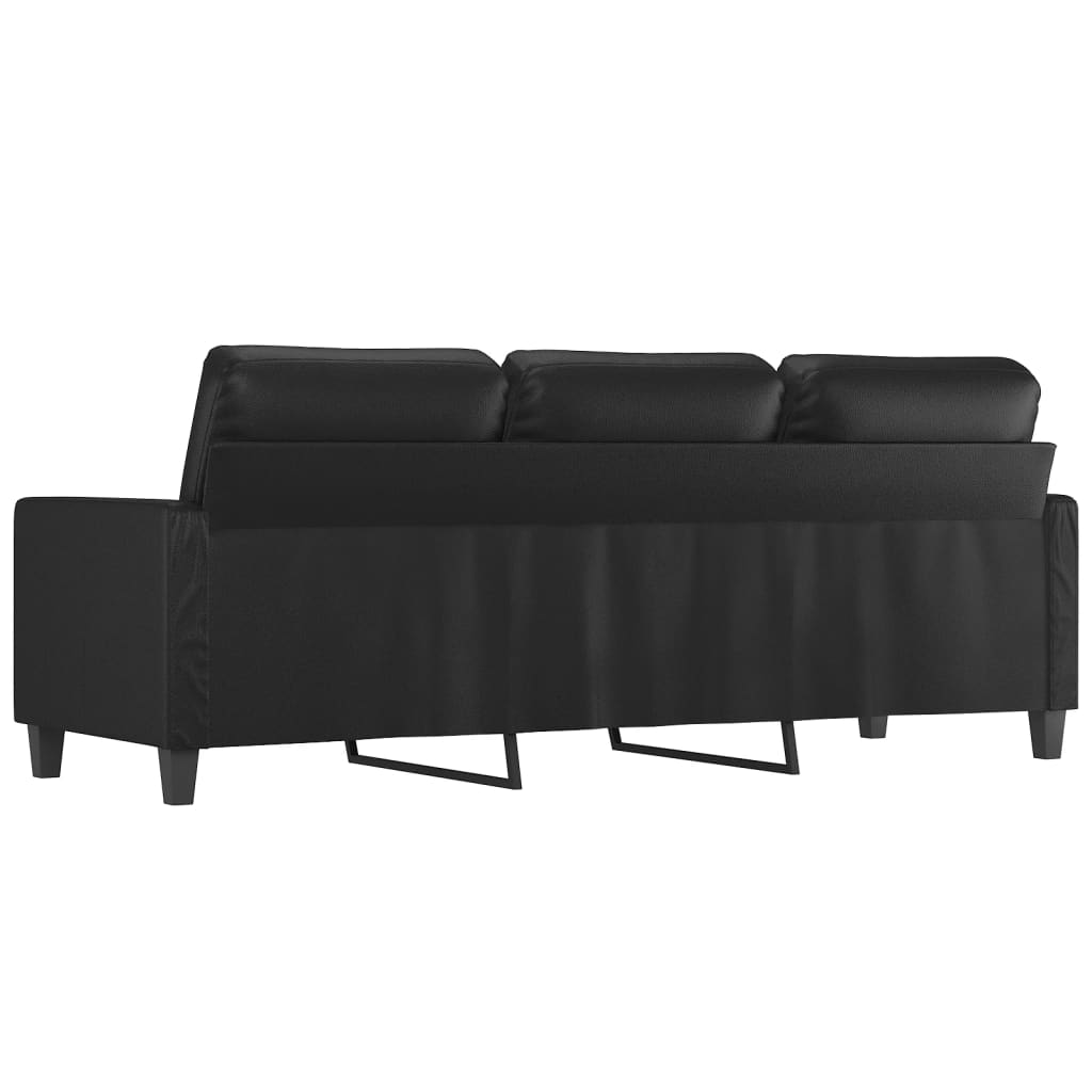 3-Seater Sofa Black 70.9" Faux Leather