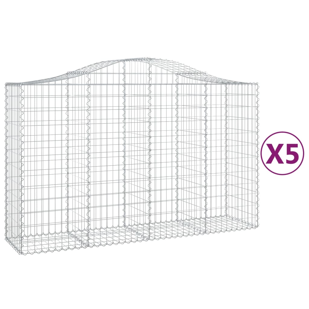 Arched Gabion Baskets 5 pcs 78.7"x19.7"x47.2"/55.1" Galvanized Iron