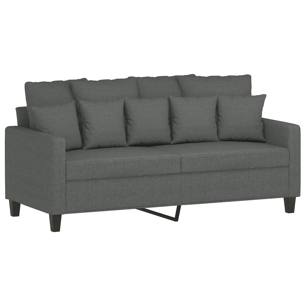 3 Piece Sofa Set with Cushions Dark Gray Fabric