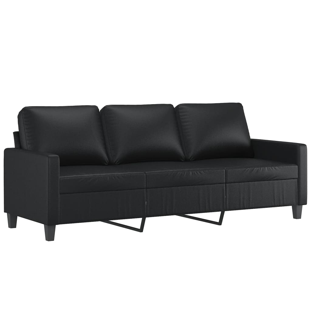 3-Seater Sofa Black 70.9" Faux Leather