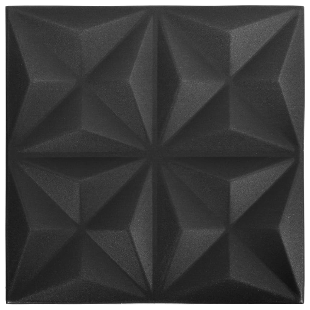 3D Wall Panels 24 pcs 19.7"x19.7" Origami Black 64.6 ft��