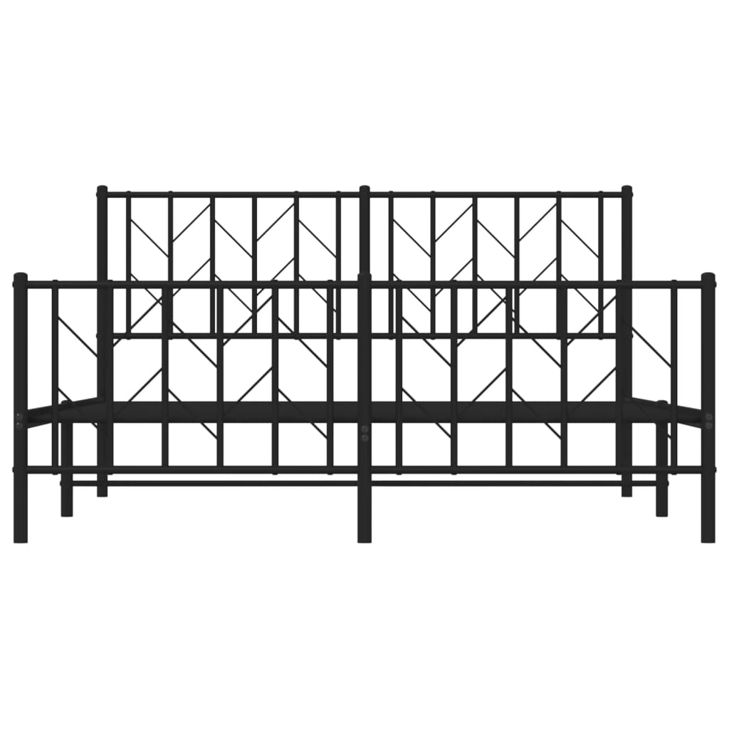 Metal Bed Frame without Mattress with Footboard Black 59.1"x78.7"