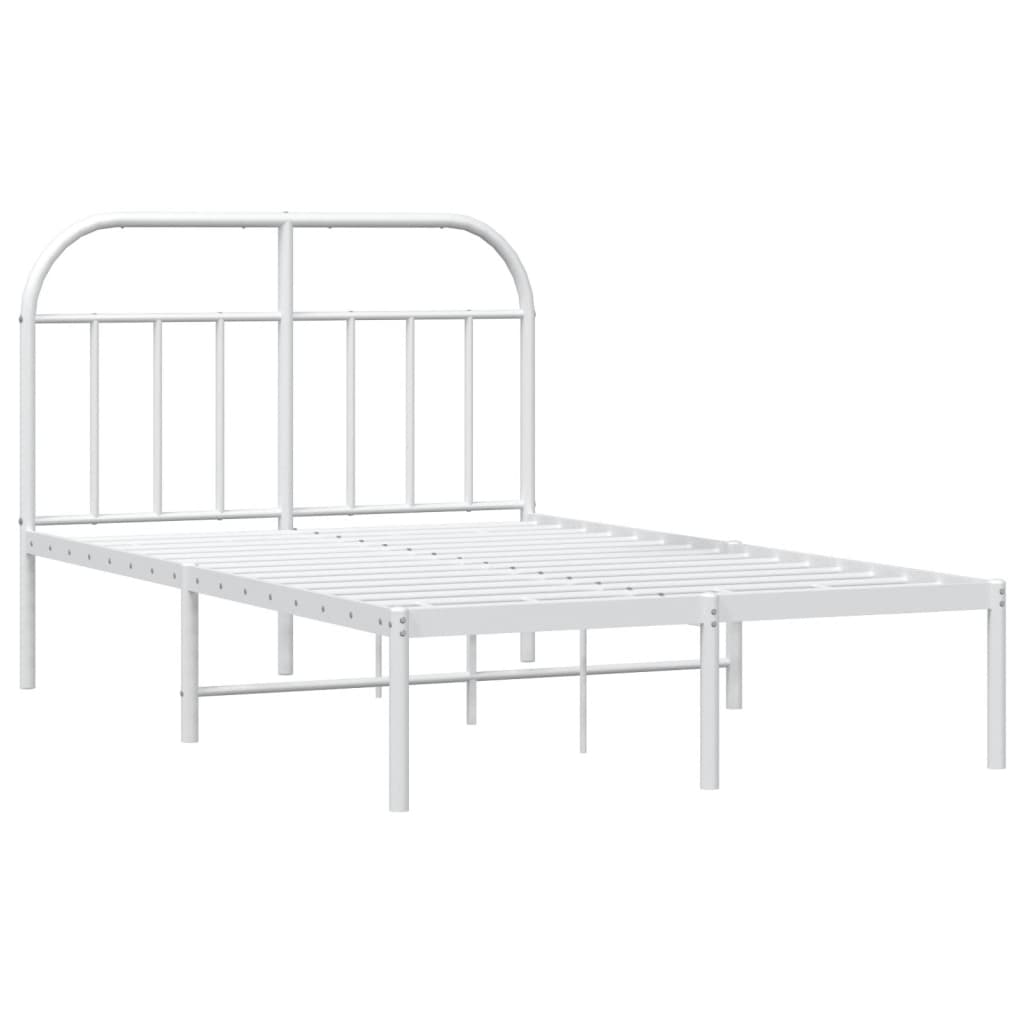 Metal Bed Frame without Mattress with Headboard White 53.1"x74.8"