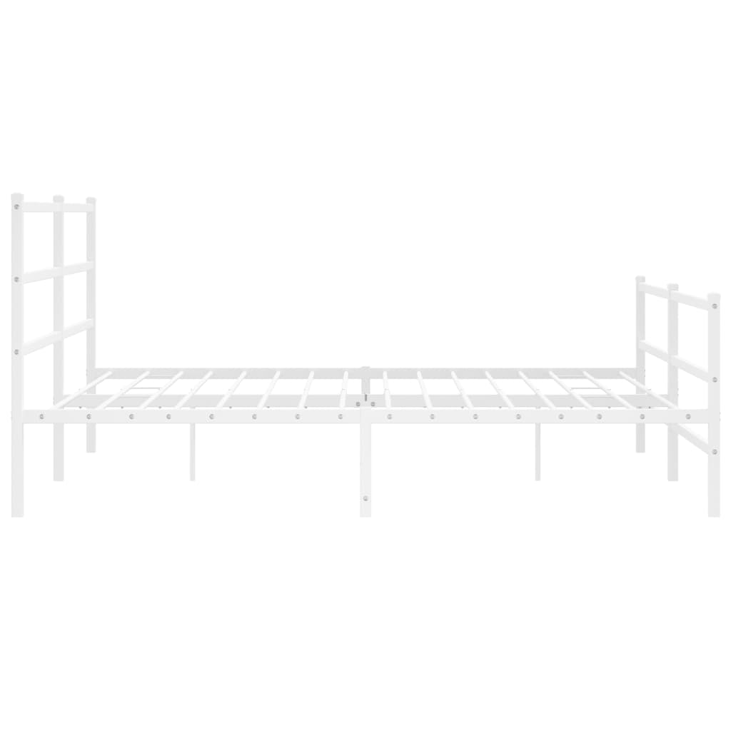 Metal Bed Frame without Mattress with Footboard��White 76"x79.9"