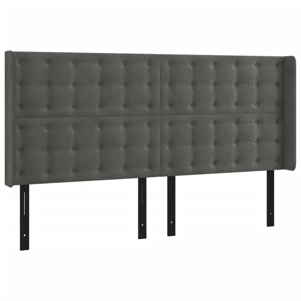 Headboard with Ears Dark Gray 64.2"x6.3"x46.5"/50.4" Velvet