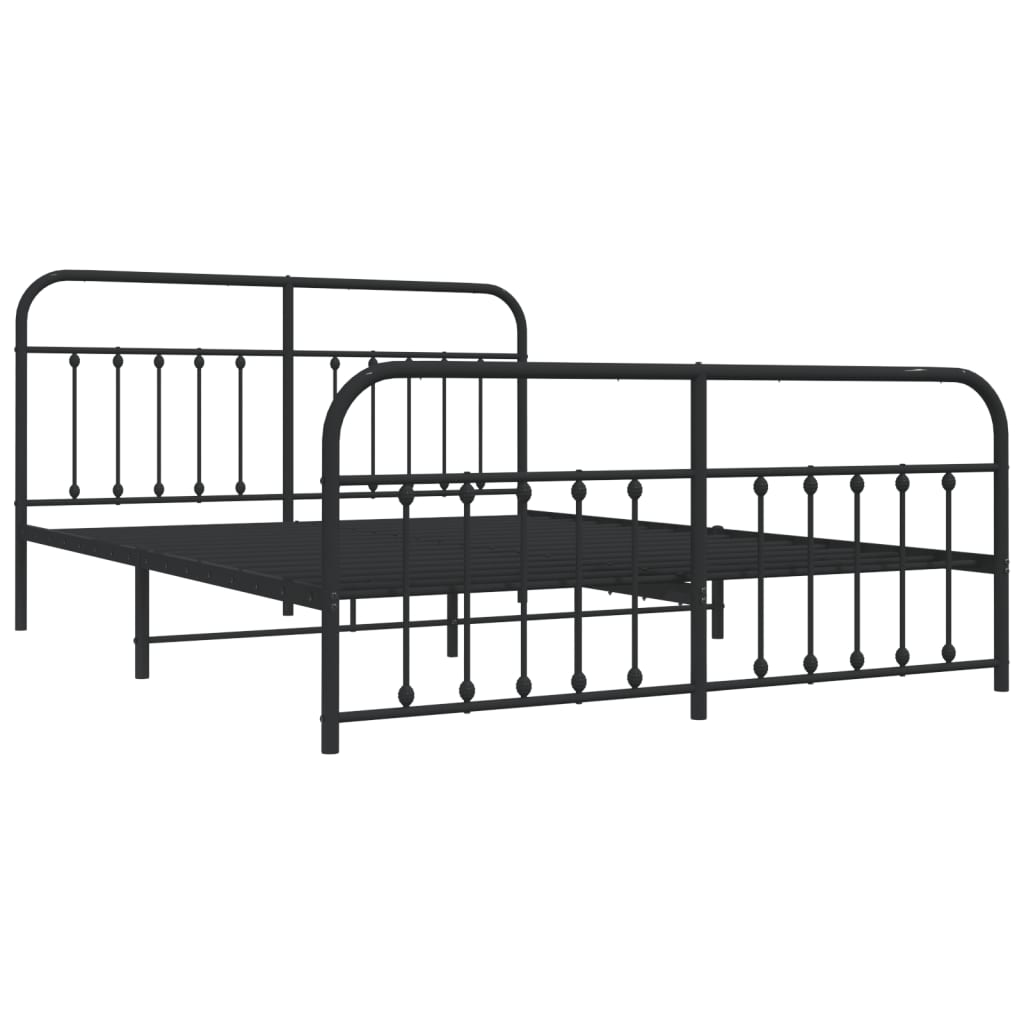 Metal Bed Frame without Mattress with Footboard Black 72"x83.9"